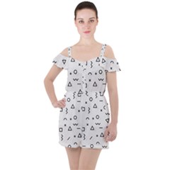 Memphis Pattern Ruffle Cut Out Chiffon Playsuit by Vaneshart