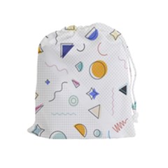 Memphis Pattern With Geometric Shapes Drawstring Pouch (xl) by Vaneshart