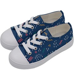 Trendy Memphis Style Seamless Pattern Colorful Geometric Seamless Pattern 80 S 90 S Styles Kids  Low Top Canvas Sneakers by Vaneshart