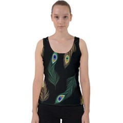Seamless Pattern With Peacock Feather Velvet Tank Top by Vaneshart