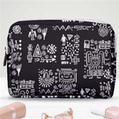 Vector Pattern Design With Tribal Elements Make Up Pouch (medium) by Vaneshart