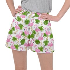 Seamless Pattern With Cute Flamingos Ripstop Shorts by Vaneshart
