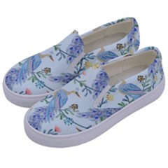 Beautiful Peacock Seamless Pattern Kids  Canvas Slip Ons by Vaneshart