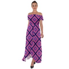 Ethnic Seamless Pattern Tribal Line Print African Mexican Indian Style Off Shoulder Open Front Chiffon Dress by Vaneshart