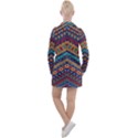 Full Color Pattern With Ethnic Ornaments Women s Long Sleeve Casual Dress View2