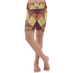 Cream Sweet Icecream Kids  Lightweight Velour Cropped Yoga Leggings by Bajindul