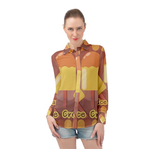 Cream Sweet Icecream Long Sleeve Chiffon Shirt by Bajindul