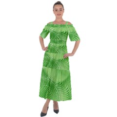 Wave Concentric Circle Green Shoulder Straps Boho Maxi Dress  by HermanTelo