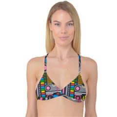 Pattern Geometric Abstract Colorful Arrows Lines Circles Triangles Reversible Tri Bikini Top by Vaneshart