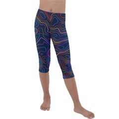 Topographic Colorful Contour Illustration Background Kids  Lightweight Velour Capri Leggings  by Vaneshart
