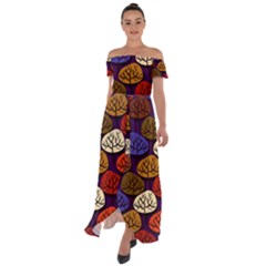 Tree Pattern Background Off Shoulder Open Front Chiffon Dress by Vaneshart