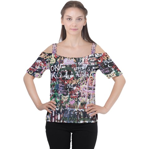 Graffiti Wall Background Cutout Shoulder Tee by Vaneshart