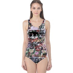 Graffiti Wall Background One Piece Swimsuit by Vaneshart
