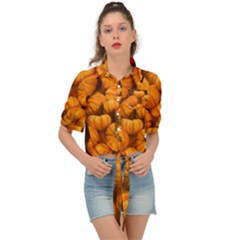Mini Pumpkins Tie Front Shirt  by bloomingvinedesign