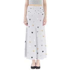 Grey Hearts Print Romantic Full Length Maxi Skirt by Lullaby
