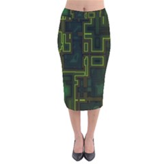 Seamless Pattern Texture Background Curcuit Velvet Midi Pencil Skirt by Simbadda