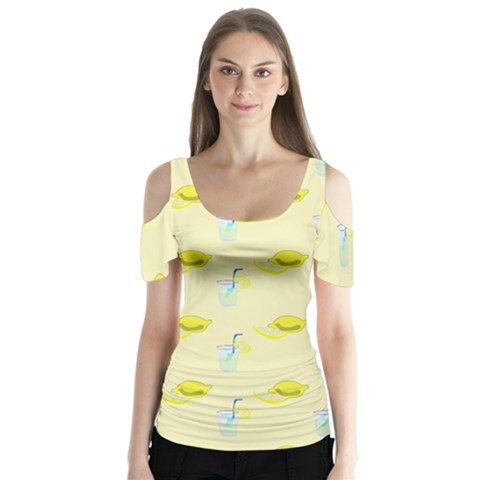 Lemonade Polkadots Butterfly Sleeve Cutout Tee  by bloomingvinedesign
