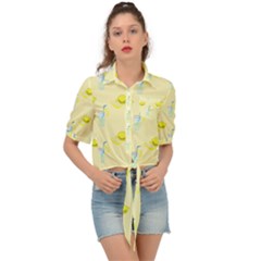 Lemonade Polkadots Tie Front Shirt  by bloomingvinedesign