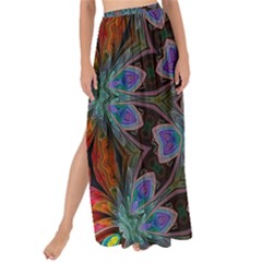 Abstract Art Blue Orange Maxi Chiffon Tie-up Sarong by Simbadda