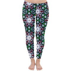 Stained Glass Pattern Church Window Classic Winter Leggings by Simbadda