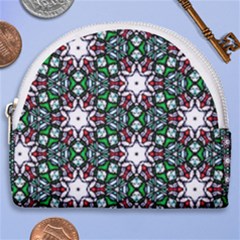 Stained Glass Pattern Church Window Horseshoe Style Canvas Pouch by Simbadda