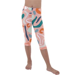 Organic Forms And Lines Seamless Pattern Kids  Lightweight Velour Capri Leggings  by Vaneshart