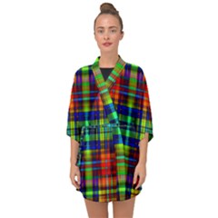 Plaid 6 Half Sleeve Chiffon Kimono by ArtworkByPatrick