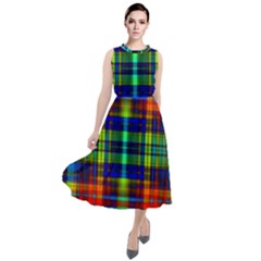 Plaid 6 Round Neck Boho Dress by ArtworkByPatrick