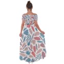 Leaves Art Pattern Off Shoulder Open Front Chiffon Dress View2