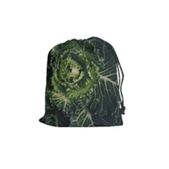 Plant Leaf Flower Green Produce Vegetable Botany Flora Cabbage Macro Photography Flowering Plant Drawstring Pouch (medium) by Vaneshart