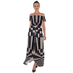 Abstract Art Art Design Modern Art Off Shoulder Open Front Chiffon Dress by Wegoenart