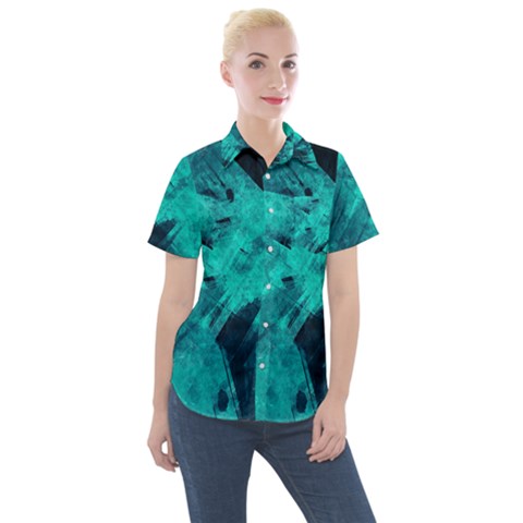Background Texture Pattern Blue Women s Short Sleeve Pocket Shirt by Wegoenart