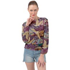 Textile Fabric Cloth Pattern Banded Bottom Chiffon Top by Wegoenart