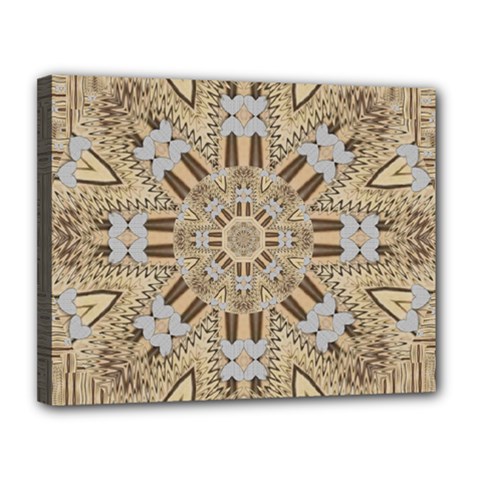 Wood And Wood With Hearts And More Wood Ornate Canvas 14  X 11  (stretched) by pepitasart