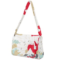 Mountain Sun Japanese Illustration Front Pocket Crossbody Bag by Vaneshart
