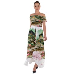 Osaka Castle Nagoya Castle Kumamoto Castle Off Shoulder Open Front Chiffon Dress by Vaneshart