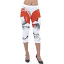 Mount Fuji Mountain Ink Wash Painting Lightweight Velour Capri Leggings  View1