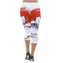 Mount Fuji Mountain Ink Wash Painting Lightweight Velour Capri Leggings  View2