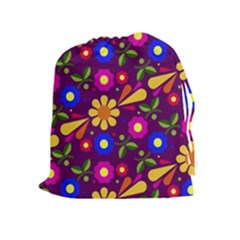 Flowers Patterns Multicolored Vector Drawstring Pouch (xl) by Vaneshart