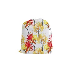 Watercolor Painting Autumn Illustration Autumn Tree Drawstring Pouch (small) by Vaneshart