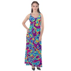 Ripple Motley Colorful Spots Abstract Sleeveless Velour Maxi Dress by Vaneshart