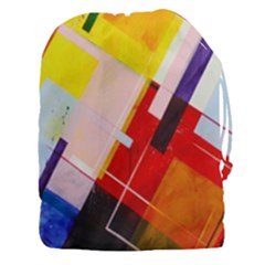 Abstract Lines Shapes Colorful Drawstring Pouch (xxxl) by Vaneshart