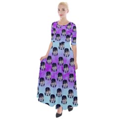 Forest Girl Bight Baby Blue Patttern Ombre Half Sleeves Maxi Dress by snowwhitegirl