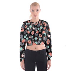 Seamless Sweets Background Cropped Sweatshirt by Vaneshart