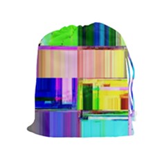 Glitch Art Abstract Drawstring Pouch (xl) by Vaneshart
