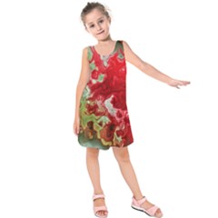 Abstract Stain Red Kids  Sleeveless Dress by Vaneshart