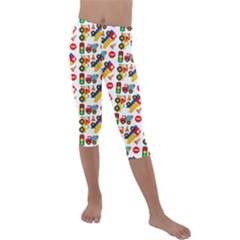 Pattern Patterns Construction Kids  Lightweight Velour Capri Leggings  by Vaneshart