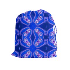 Seamless Fractal Blue Drawstring Pouch (xl) by Vaneshart