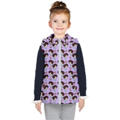 Redhead Girl Pattern Lilac Kids  Hooded Puffer Vest by snowwhitegirl