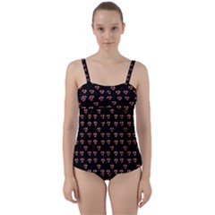 Red Pansies Twist Front Tankini Set by snowwhitegirl
